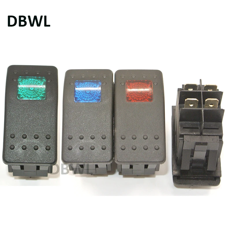 

4Pin Waterproof Car Boat Truck Light 12V 20A Bar Rocker Toggle Switch Blue Red Green LED Light Car Boat
