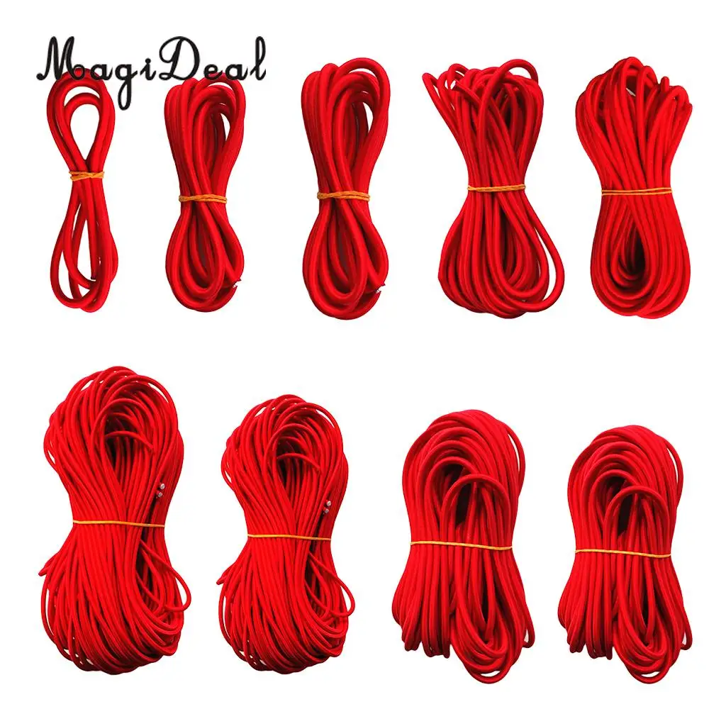 MagiDeal High Strength 5mm Red Elastic Rubber Bungee Rope Shock Cord Tie Down Boats Trailers for Boats Kayaks Canoe Surf Board