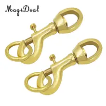 MagiDeal Pack 2 Heavy Duty Durable Gold Solid Brass Swivel Spring Snap Clip Hook for Boat Yacht Sailing Flag Pole
