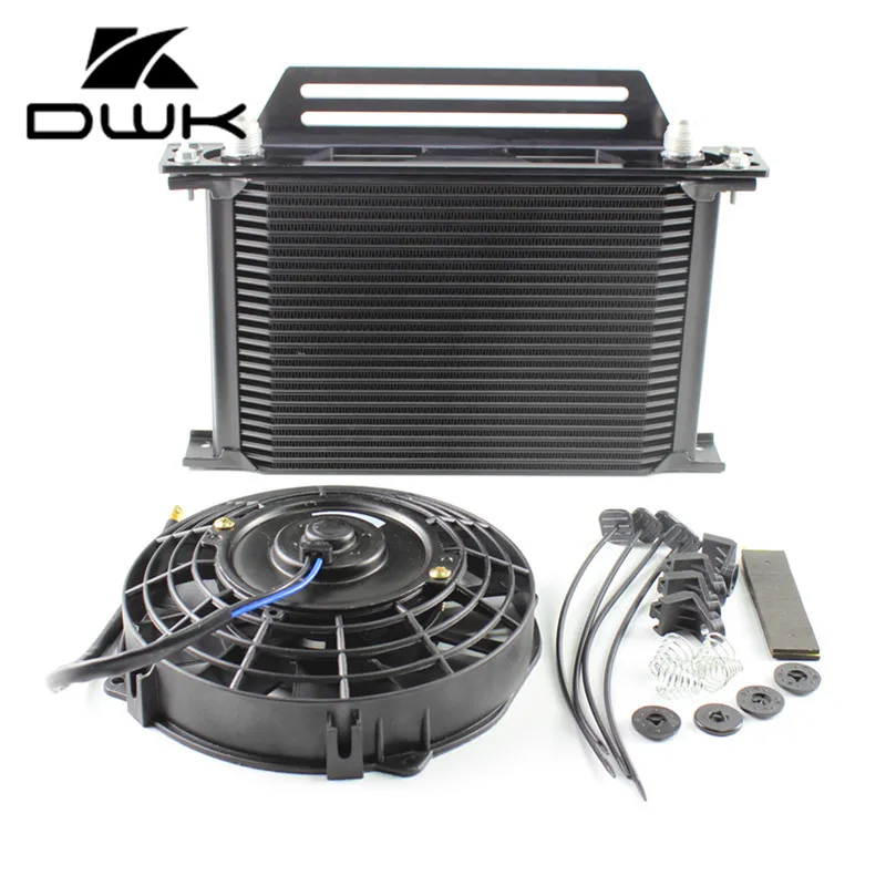 DWK-Universal 25 Row AN10 25Rows Engine Oil Cooler + Universal Bracket +7" Fan OA-25BK-SF | Автомобили и мотоциклы