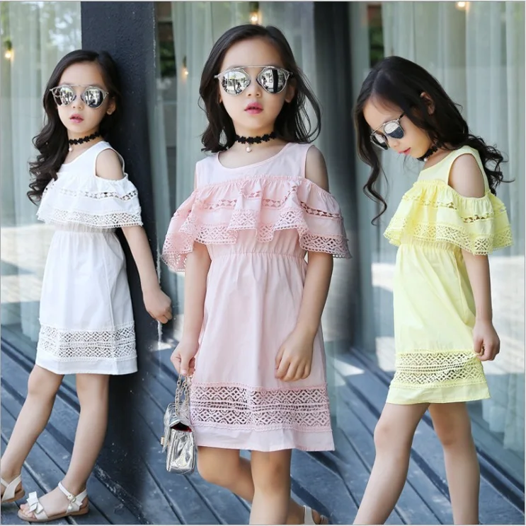 children dresses girls new 2017 teenage 12 14 years old 160 cm white