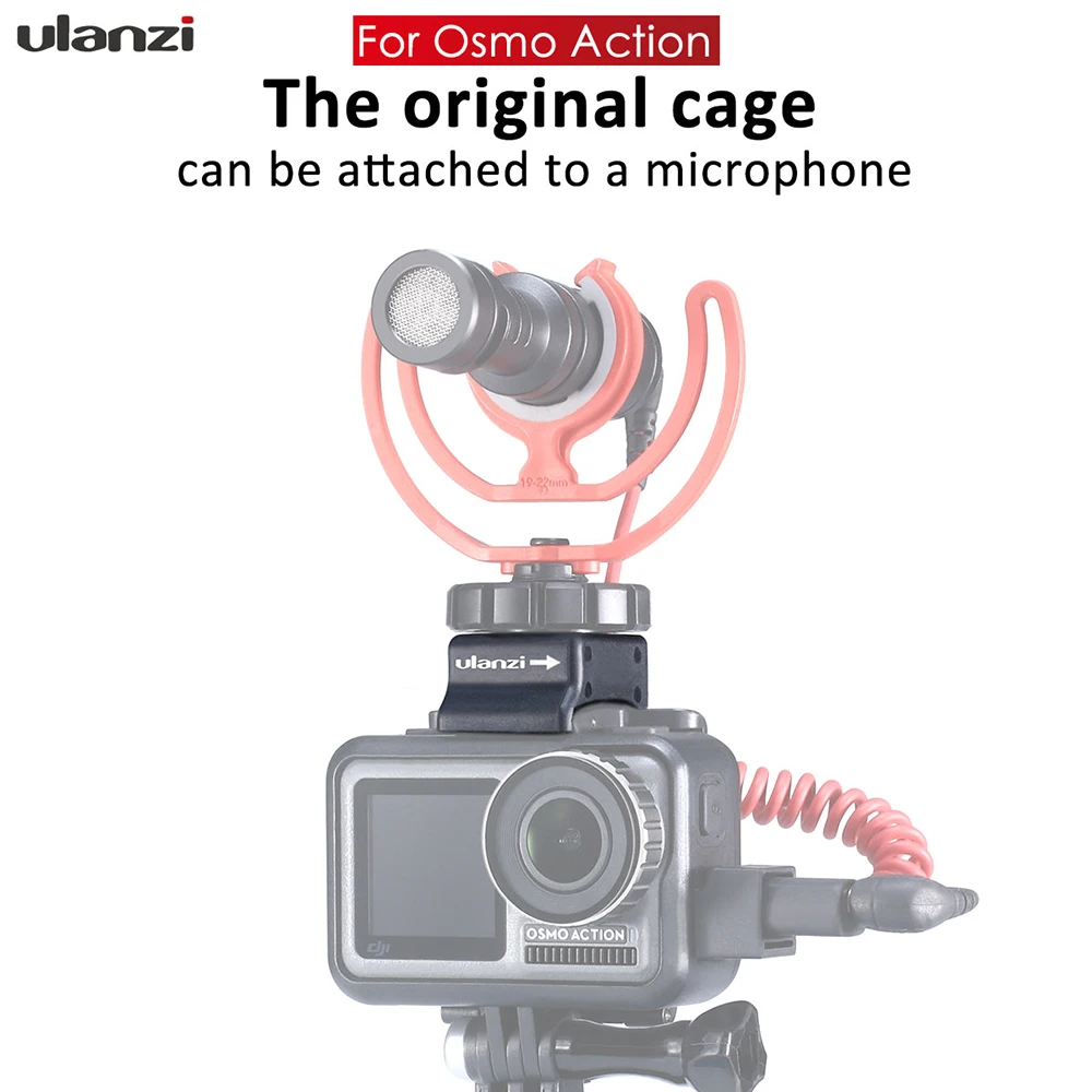 

Ulanzi Vlog Mount for Dji Osmo Action Original Case Cold Shoe Qucik Release Plate for Microphone LED Light Action Mic Cable