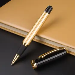 Роскошные Металлические решетки шариковая ручка с золотой клип ручка пополнения черный школьные канцелярские принадлежности записи на