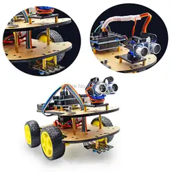 Мульти-функциональный 4WD робот шасси автомобиля Наборы UNO R3 170 точек, мини-макет для робота-машинки, комплексный набор