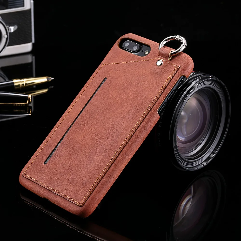

Wallet Leather Phone Cases For iPhone X 8 Plus 7 Plus Back Cover With Card Pocket Finger Ring Case For iPhone 7 8 6 6s Plus
