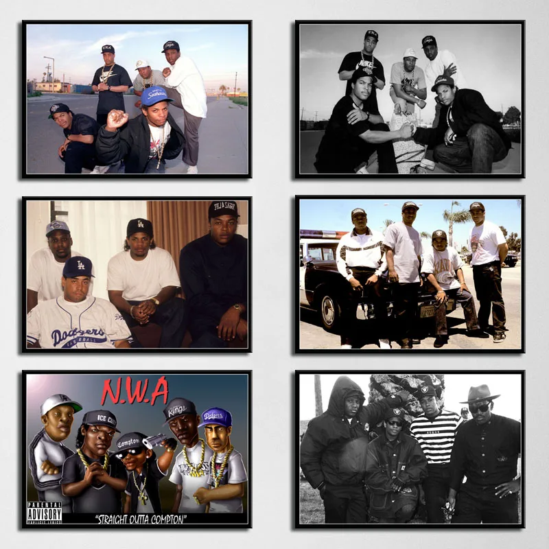 

P542 N.W.A Hip Hop Music Rap Star Ice Cube Dr.Dre Eazy-E Old School Art Painting Silk Canvas Poster Wall Home Decor