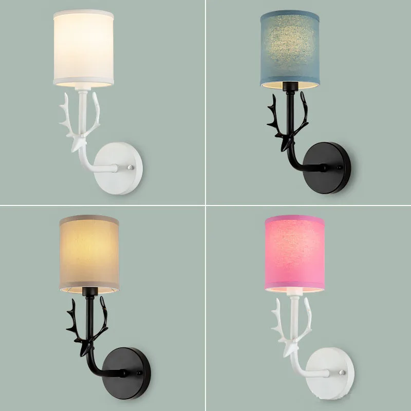 Lampara De Pared Led Creativa Moderna Pantalla De Tela Con Cabeza