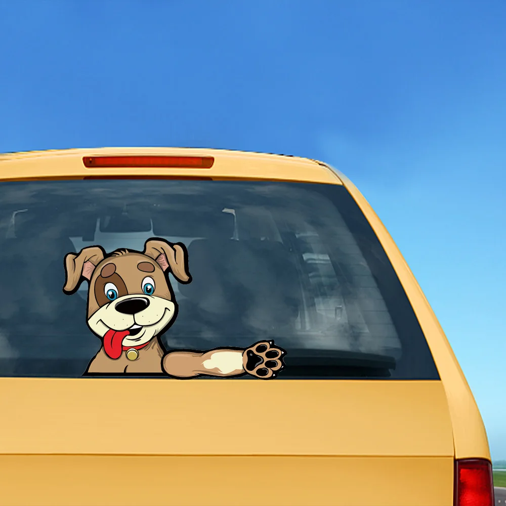 

Funny Smiling Dog Waving Wiper Decals PVC Rear Window Wiper Stickers Rear Windshield Stickers Car Styling Stickers And Decals