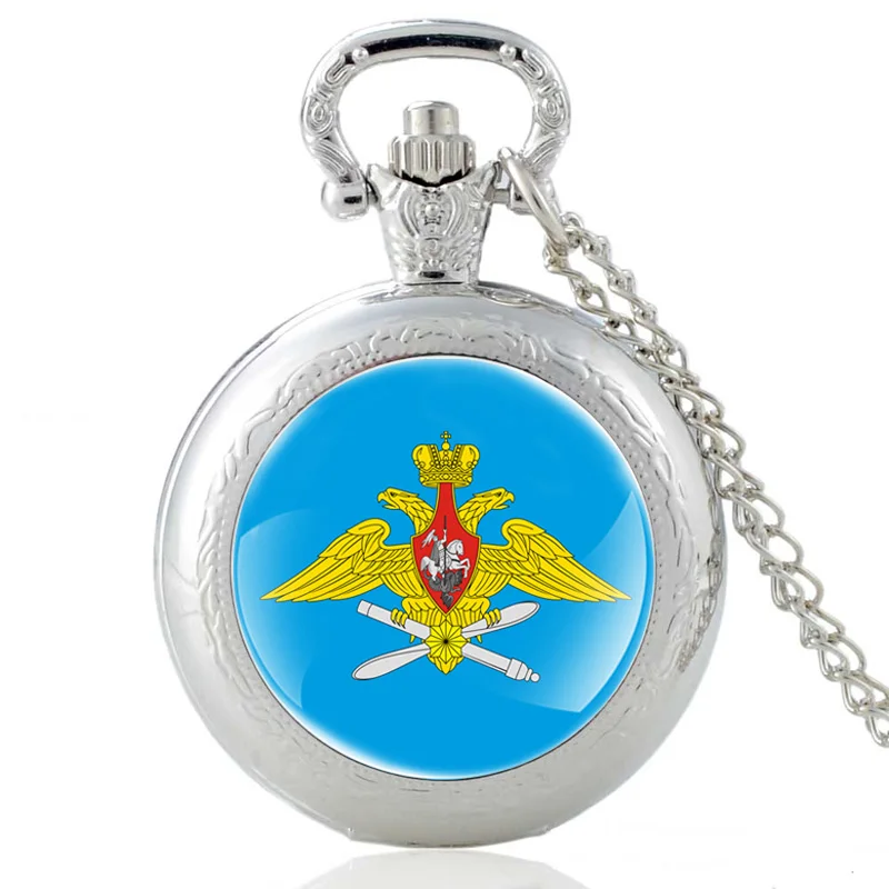 Античный классический русский аэрокосмической силы обороны кварцевые карманные часы Винтаж для мужчин женщин Серебряный двойной Орел