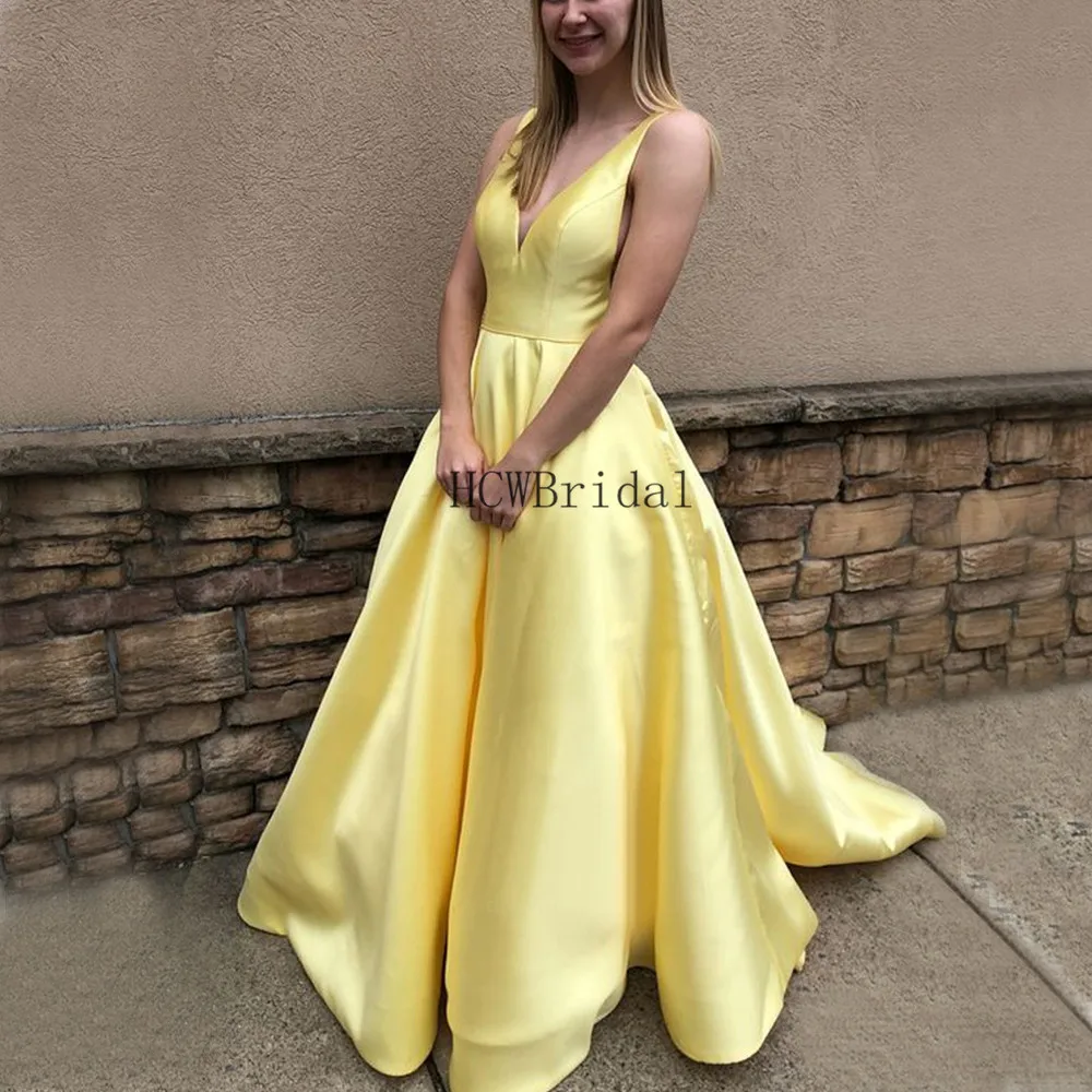 yellow long prom dresses 2019