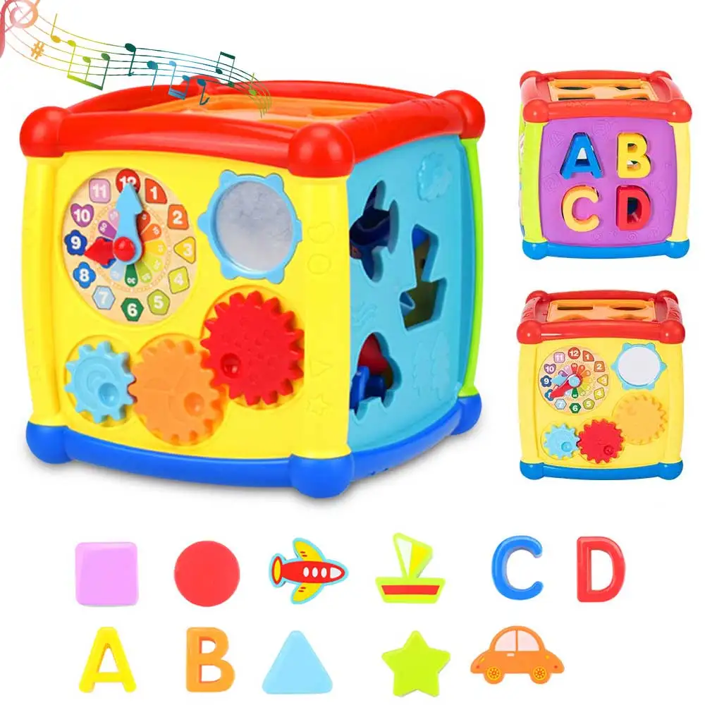 

Intellective Magic Cube Toy Music Activity Cube Toys Baby Educational Shape Cube Toys for 1-3 Year Old Boy & Girl Gifts