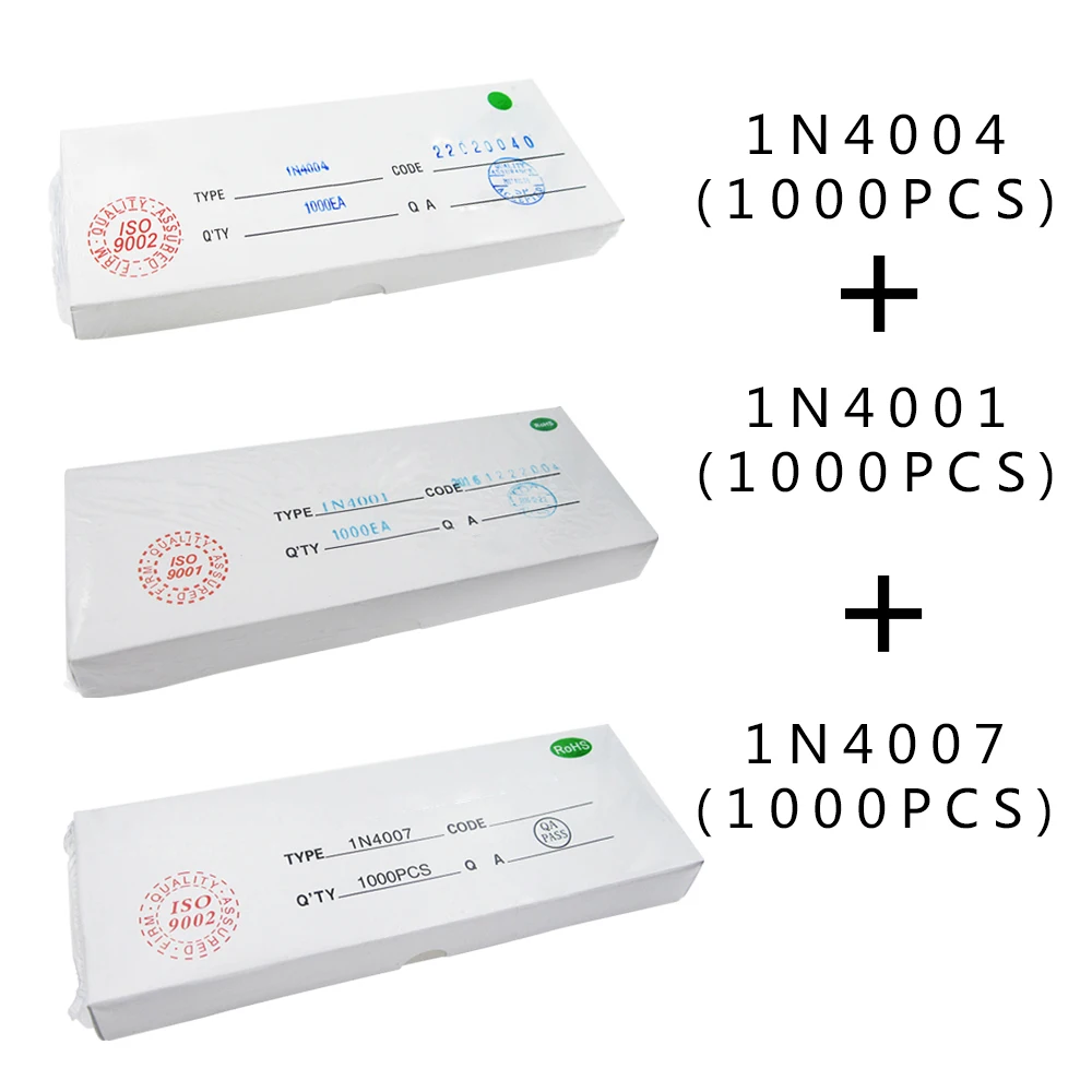 

HAILANGNIAO 100% New 3000PCS/lot= Each box 1000PCS Diode ( 1N4001 1N4004 1N4007 ) Rectifier Diode