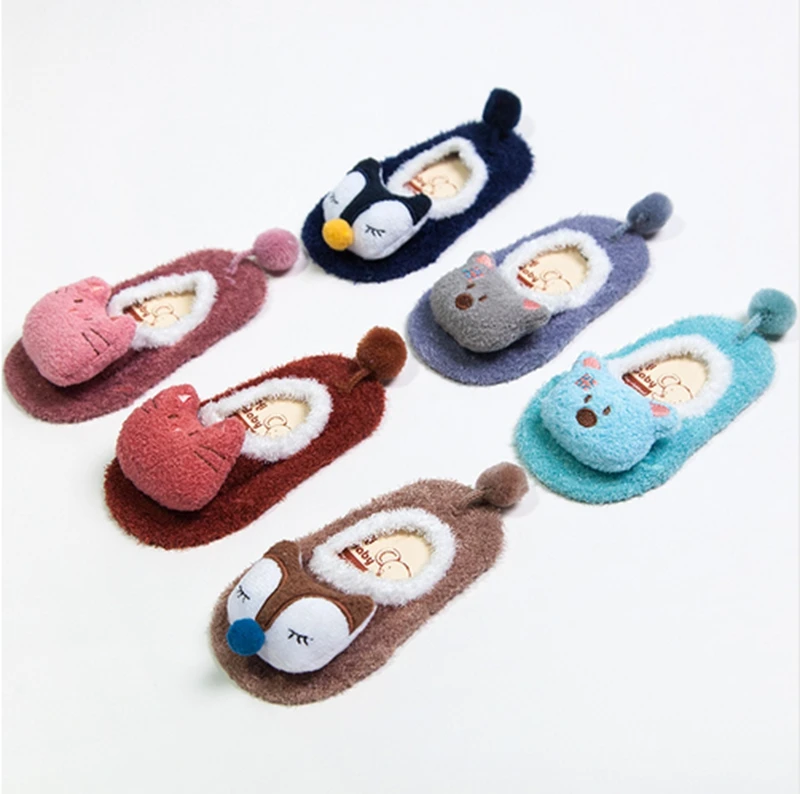 Cute Newborn Shoes Baby Kids Toddler Anti Slip Shoes New Autumn Winter Cartoon Slipper Floor Socks Boots Baby Socks