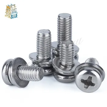 

Carbon steel Nickel-plated round head Three combination screw M2 M3 M4 M5 M6 screws l Phillips Pan Head