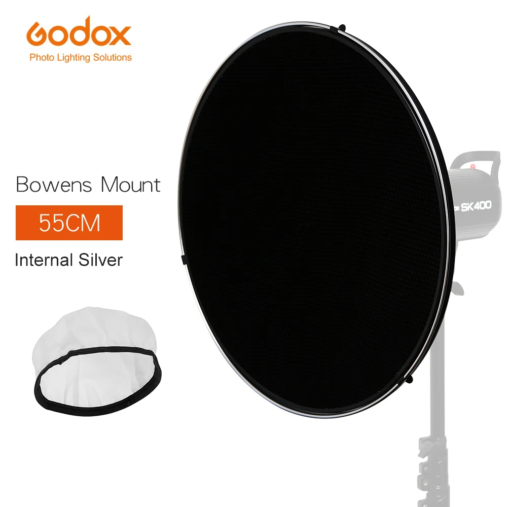 Godox 55 см 22 &quotСеребряное крепление Bowens Beauty Dish + сотовая сетка Диффузор носок для