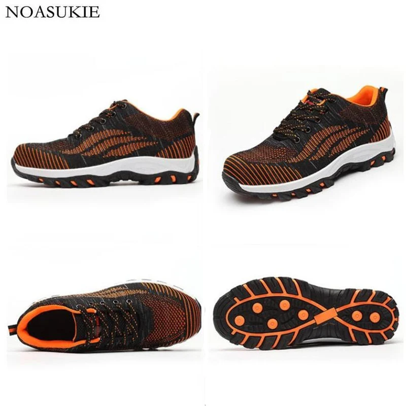 

Sneakers Work Boots Men Steel Safety Shoes Flying Woven Upper Lightweight Anti-Smashing Piercing Steel Toe Shoes 35-46