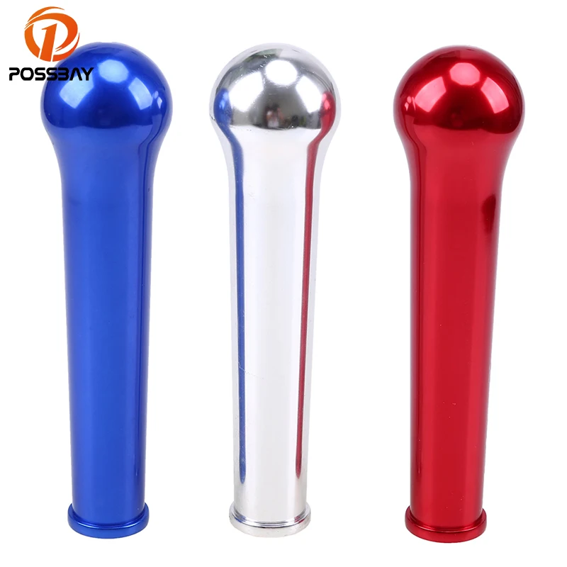 

POSSBAY Aluminum Car Gear Knob 14.9/9.9cm Gear Stick Shifter Lever Knob Blue /Silver/Red Universal Shift Gear Knob With 3 Adapte