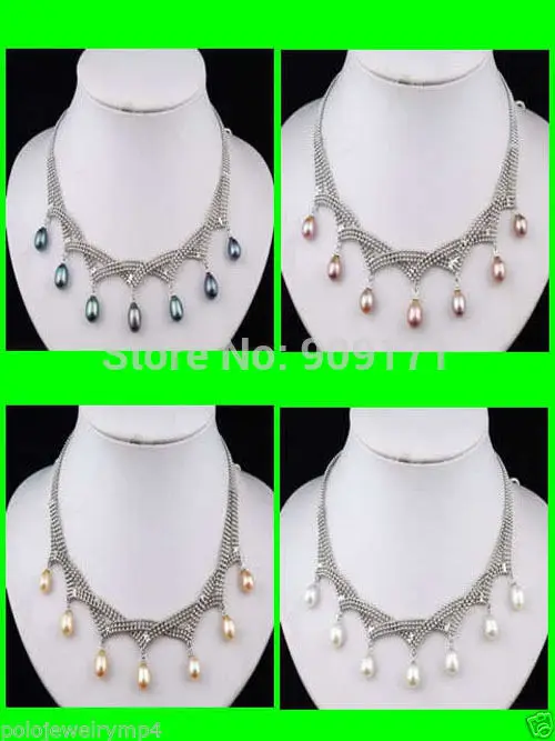 

Free Shipping>>Jewelry 4 PCS Black Pink White Purple Pearl Necklace