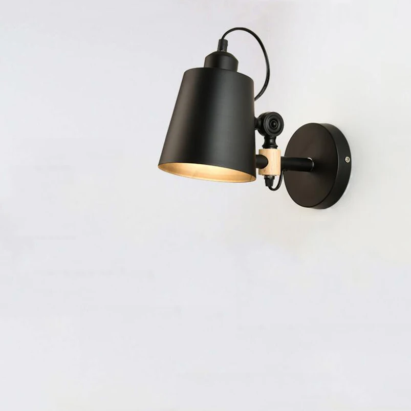 Fashion Nordic Wall lamp bedroom bedside balcony warehouse study aisle cafe porch light adjustable wood wall light bra sconce