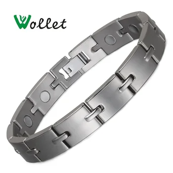 

Wollet Jewelry Magnetic Therapy Titanium Bracelet Bangle For Men Women All Bio Magnets Silver Color Healing Energy Health Care