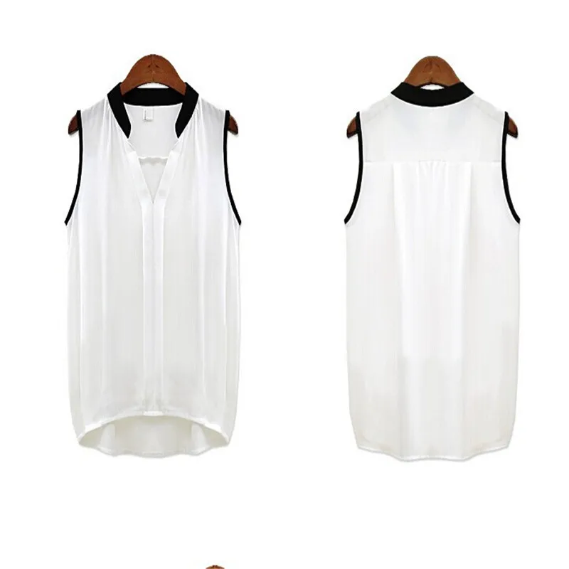 

Women Blouses 2019 Casual Elegant OL Chiffon Blouse Work Wear Slim Sleeveless Blusas Feminina Tops Shirts Plus size