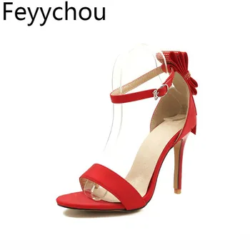 

Women's Sandals 2018 New Sexy Fashion Spring Summer Super High Heels Flock Buckle Square Heel Peep Toe Casual Party Shoes Black
