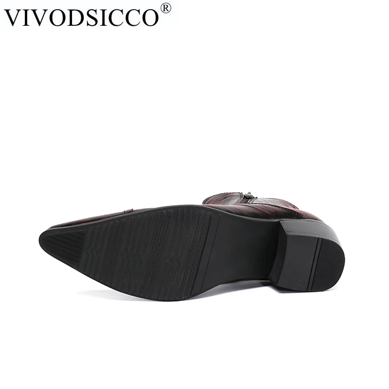 VIVODSICCO/Роскошные модные официальные Мужские модельные ботинки из натуральной кожи; Дизайнерские Мужские модельные туфли; ботильоны; вечерние ботинки в байкерском стиле; Цвет Красный