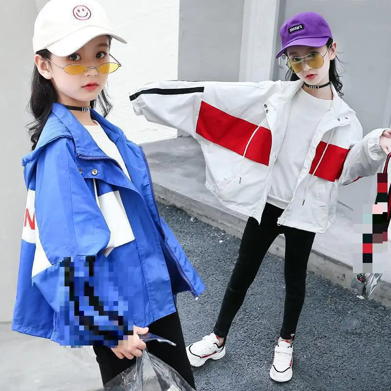 

2019 Trench For Children Streetwear Hooded Jacket For A Teenager Windbreaker For Girls Teen New Kids Trench Coat Bebek Trenckot