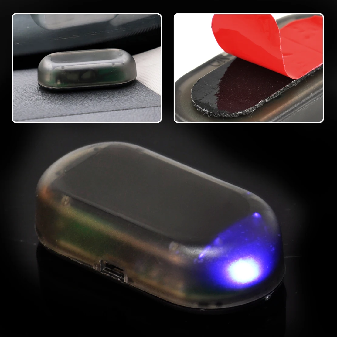 beler Blue LED Solar Power Car Fake Dummy Alarm Warning Security