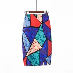 Летняя юбка-карандаш с принтом Для женщин 2019 Высокая Талия пикантные юбка-карандаш s для Для женщин с уличной Сплит юбка на молнии женские