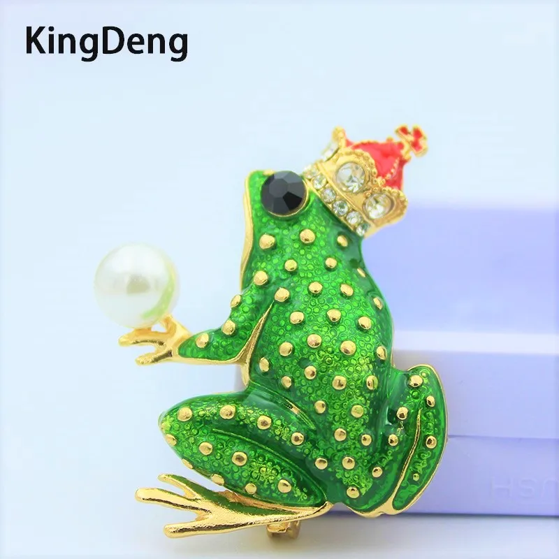 

Frogs Brooches For Women Accessories Green Enamel Pin Metal Animal Enamel Rhinestone Brooch Cute Kids Pin Fashion Karl Jewelry