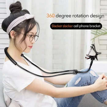 

Flexible Mobile Phone Holder Hanging Neck Lazy Necklace Bracket Bed 360 Degree Smartphone Holder Stand for IPhone Case Cover