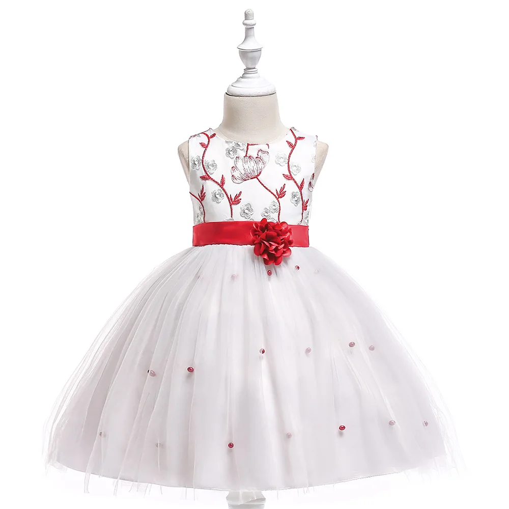 

MQATZ Embroidery Floral Pearls Girl Dress For Girls Summer Party Prom Dresses Elegant Beauty Girls Wedding Princess Dressing