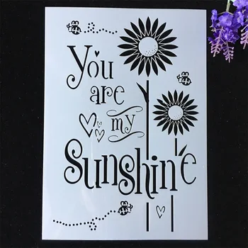 

1Pcs A4 29*21cm Sunflower Words DIY Layering Stencils Painting Scrapbook Coloring Embossing Album Decorative Template