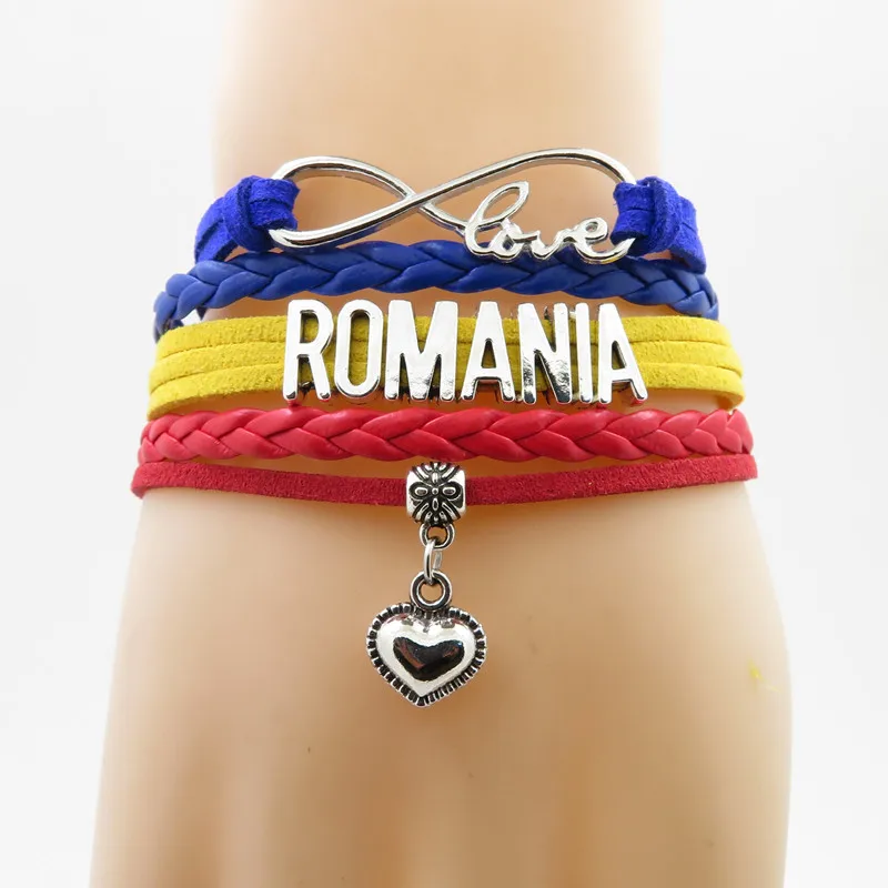 

fashion love romania Bracelet heart Charm bracelet romania country flag bracelets & bangles for Woman and man bracelets