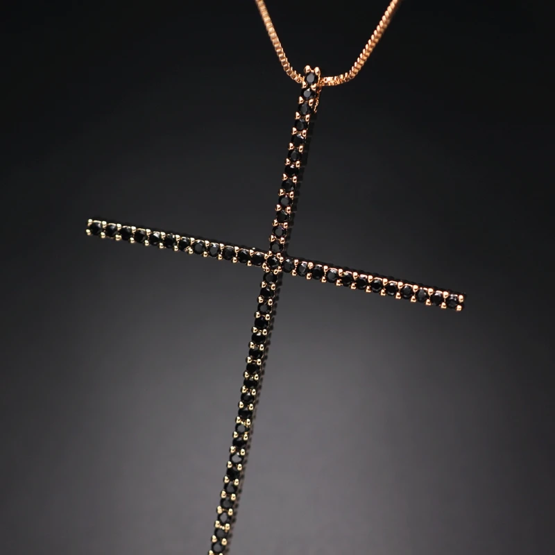 Классический Большой размер крест кулон ожерелье для женщин Шарм ювелирные изделия кубический циркон камень распятие христианские украшения Аксессуары