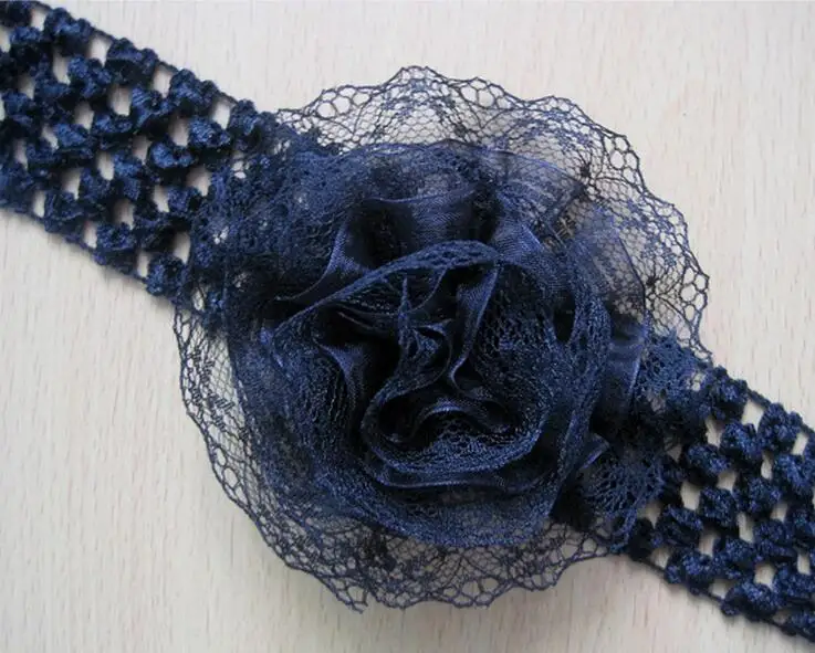 

100pcs Free Shipping Wholesale Kid Stretchy Elastic Lace Crochet Headbands