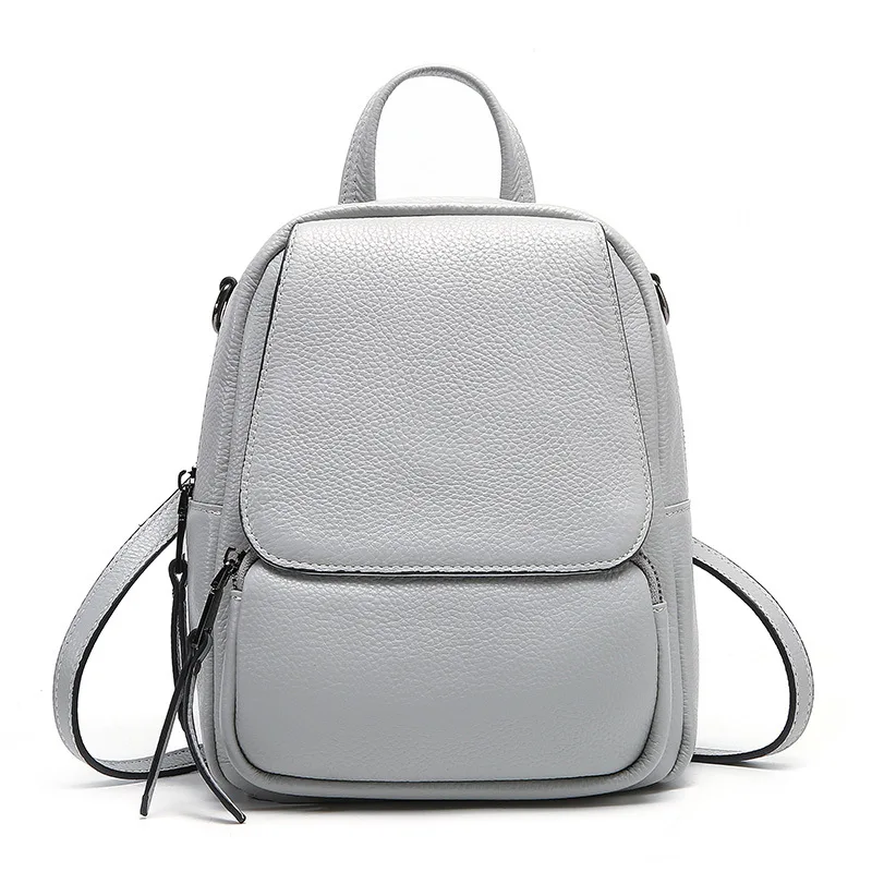 

1078 New Fashion Soft Top Layer Leather Bag Vertical Square College Wind Women Backpack