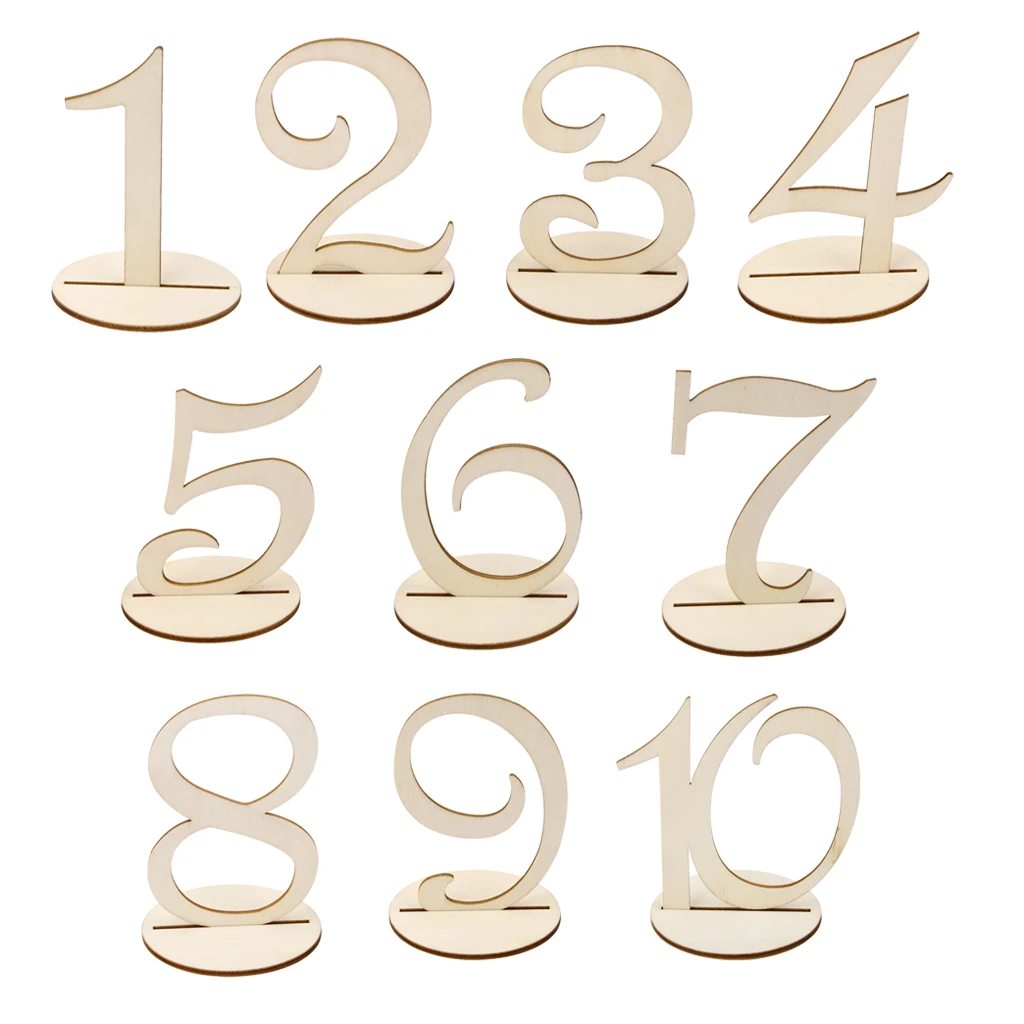 MDF Wooden 10cm Table Numbers 1-10 with Base Wedding Birthday Party