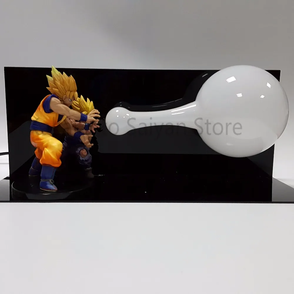 Dragon Ball Z Figure Goku Gohan Father Son Super Saiyan Kamehameha Anime Dragon Ball Z Action Figures Toy DBZ +Bulb+Base