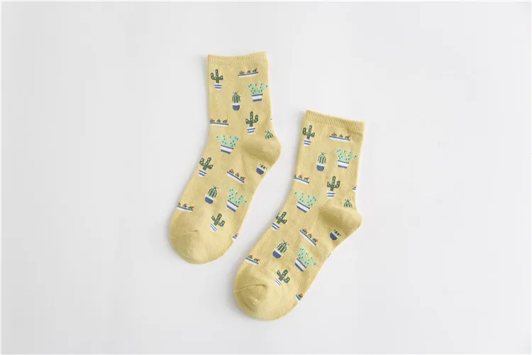 Женские счастливые носки С КАКТУСОМ, Осень-зима, хлопковые белые милые рождественские носки для девочек, Planta Pflanze Calcetines Mori Sox - Цвет: 5