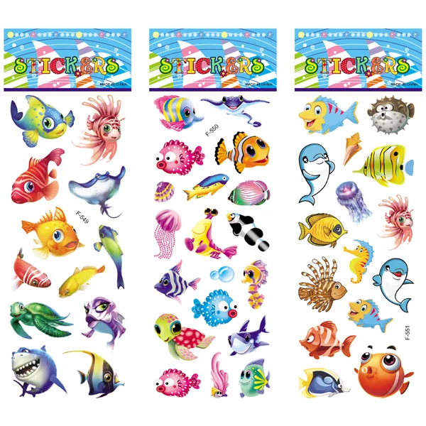 12 листов/набор, детские наклейки s Toy, креативные милые морские животные, рыбки, ПВХ наклейки для DIY, скрапбукинг, дневник, наклейка для телефона s