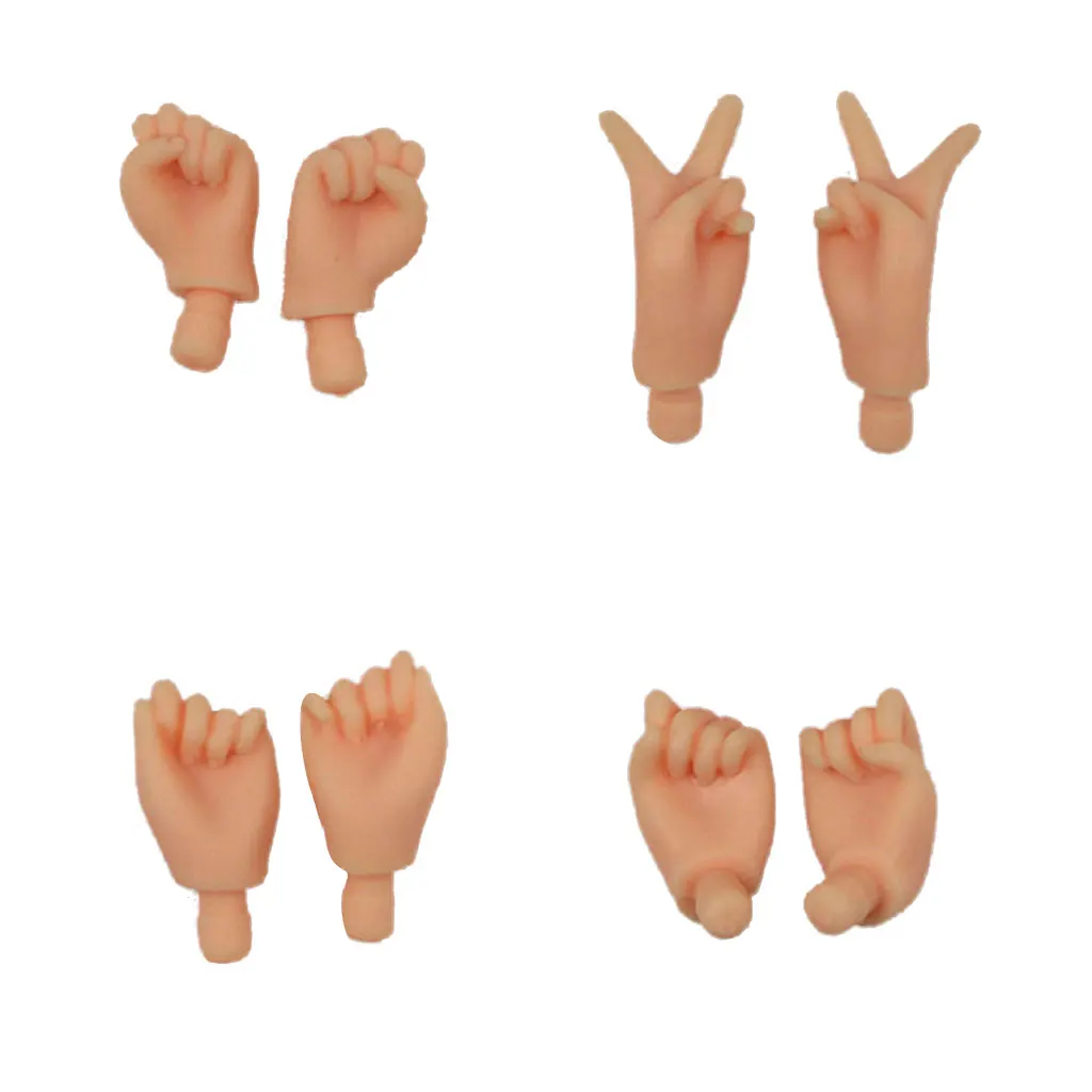 New 4 Pairs Plastic Assorted Flexible Joints Movable Body's Hand For