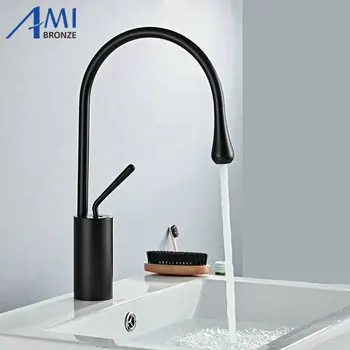 

Black Paint Newly Drop Style Basin Faucet Bathroom Faucets Hot Cold Mixer Tap 360 Swivel Waterfall Faucets Art Crane 9008B