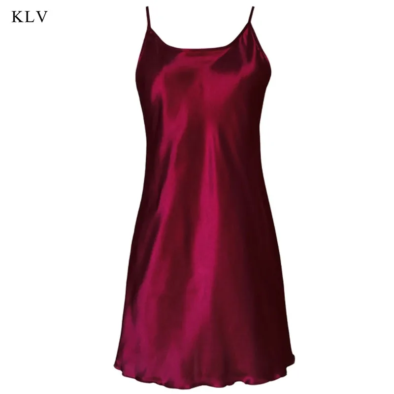 KLV, женская шелковая атласная сорочка, ночная рубашка, сексуальный подол в форме лотоса, платье на бретельках, сорочка, мини-ночная рубашка, цветная Повседневная Ночная рубашка