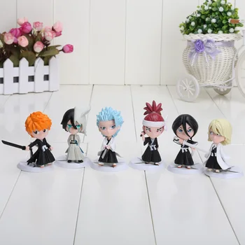 

6pcs/set Bleach Ichigo Ulquiorra cifer Renji Ichimaru Gin Toushirou PVC Action Figures Toys