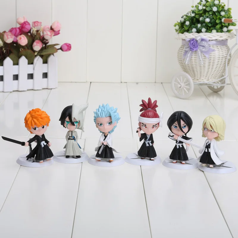 6pcs/set Bleach Ichigo Ulquiorra cifer Renji Ichimaru Gin Toushirou PVC Action Figures Toys