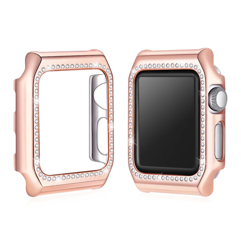 KLFS for Apple Watch 38mm/42mm PC Hard Cover for Apple Watch case Series 1/2/3 Frame Protect Cover Bling Crystal Diamonds