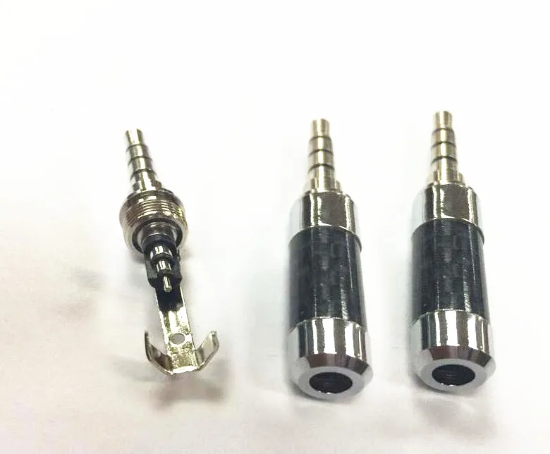 rhodium plated carbon fibre 3 5mm 4 Pole Male Plug Straight Audio Connector solder DIY headphone adapter 50pcs free shipping