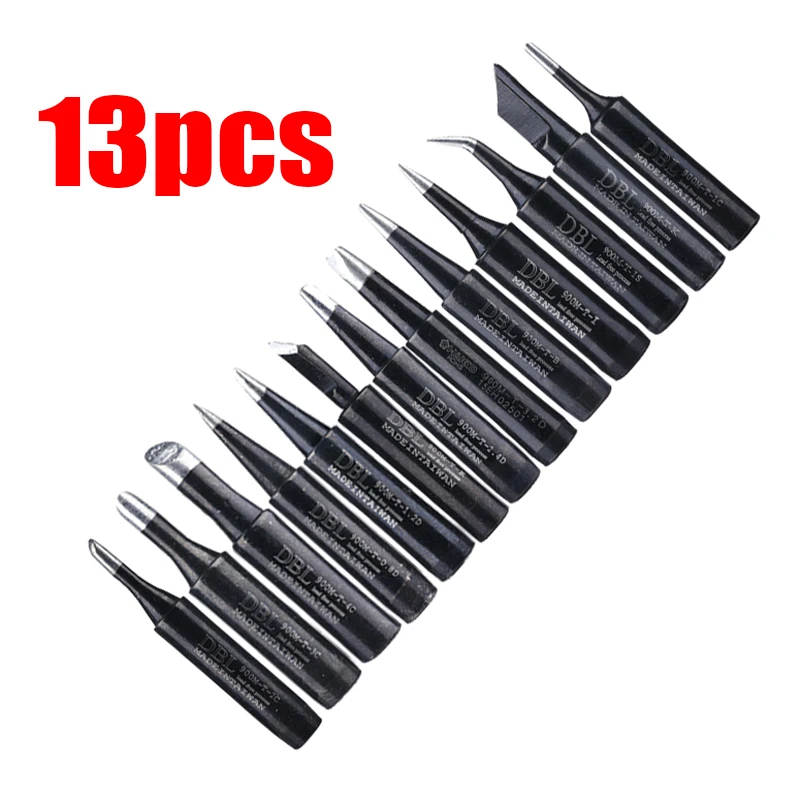

13pcs/lot 900M-T Soldering Iron Tips Black Lead-Free Solder Tips Sting BGA Soldering Station Rework Tools